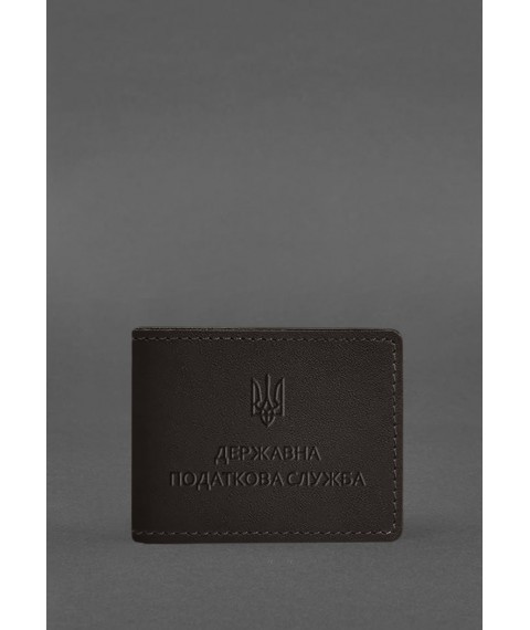 Leather cover for the State Tax Service ID card, dark brown