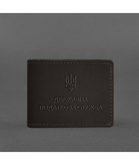 Leather cover for the State Tax Service ID card, dark brown