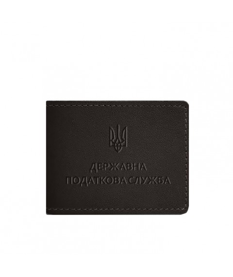 Leather cover for the State Tax Service ID card, dark brown