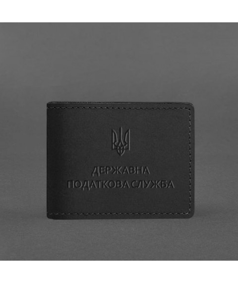 Leather cover for State Tax Service ID card, black Crazy Horse