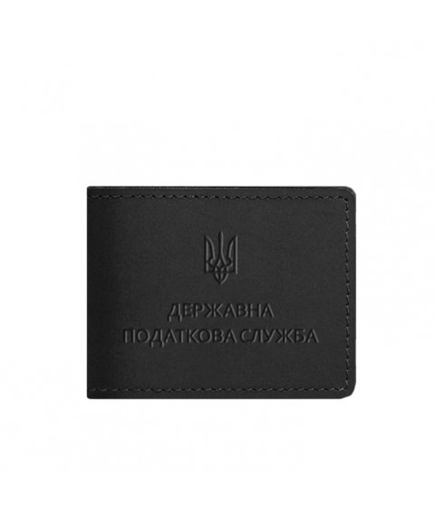Leather cover for State Tax Service ID card, black Crazy Horse