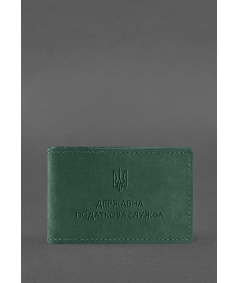 Шкіряна обкладинка на посвідчення Державної податкової служби зелена Crazy Horse