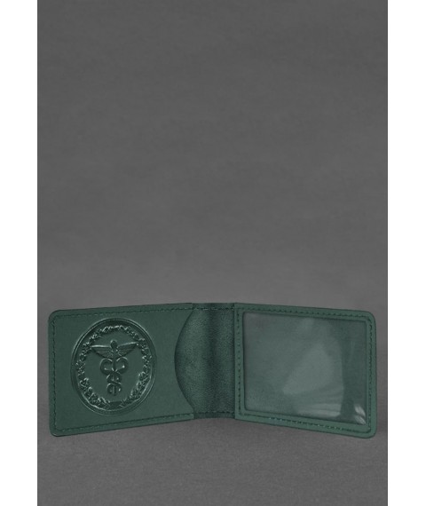 Leather cover for State Tax Service ID card, green Crazy Horse