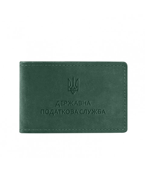 Шкіряна обкладинка на посвідчення Державної податкової служби зелена Crazy Horse