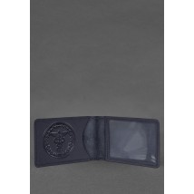 Leather cover for State Tax Service ID card, dark blue Crazy Horse