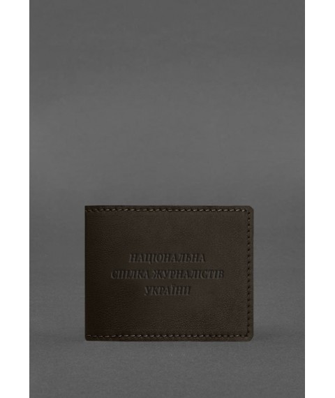 Leather cover for journalist's ID, dark brown