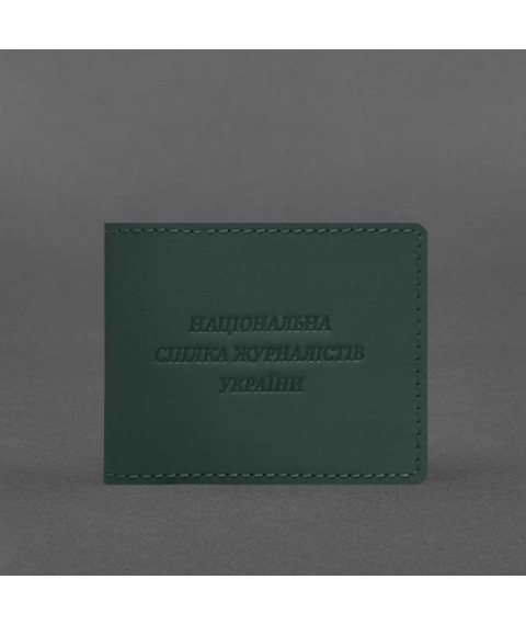 Leather cover for journalist's ID green Crazy Horse