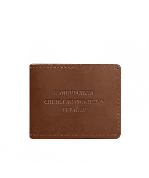 Leather cover for journalist's ID light brown Crazy Horse