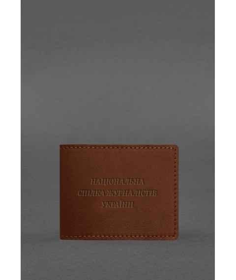 Leather cover for journalist's ID, light brown