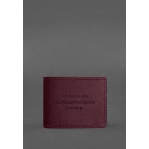 Leather cover for journalist ID burgundy Crazy Horse