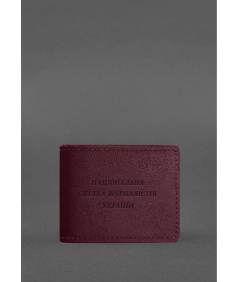 Leather cover for journalist ID burgundy Crazy Horse