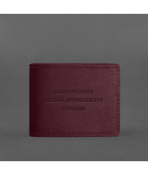 Leather cover for journalist ID burgundy Crazy Horse