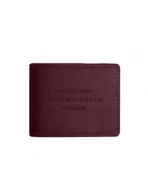 Leather cover for journalist ID burgundy Crazy Horse