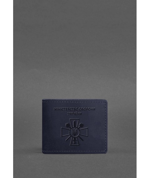 Leather cover for Ministry of Defense identification card dark blue Crazy Horse