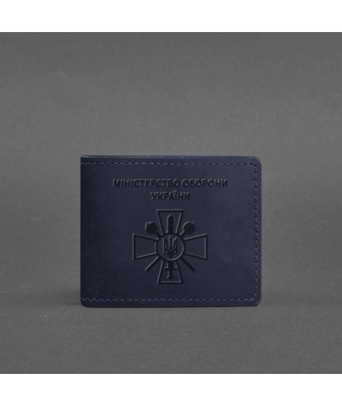 Leather cover for Ministry of Defense identification card dark blue Crazy Horse