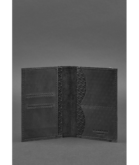 Leather passport cover 2.0 Carbon black