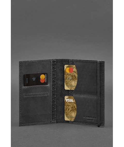 Leather passport cover 2.0 Carbon black