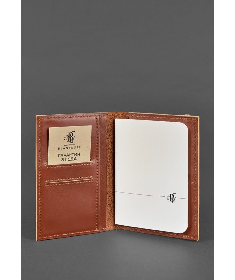 Шкіряна обкладинка для паспорта 2.0 світло-коричнева