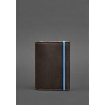 Leather passport cover 2.0 dark brown Crazy Horse with turquoise