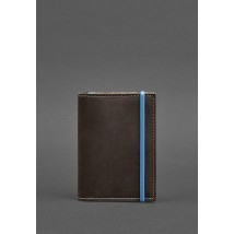 Leather passport cover 2.0 dark brown Crazy Horse with turquoise