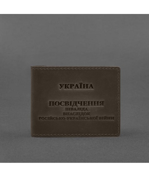 Шкіряна обкладинка для посвідчення інваліда внаслідок російсько-української війни темно-коричневий Crazy Horse