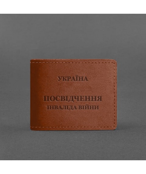 Leather cover for the ID card of a disabled person, light brown