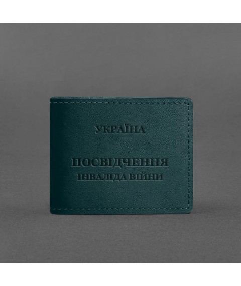 Leather cover for the ID card of a disabled war veteran, green