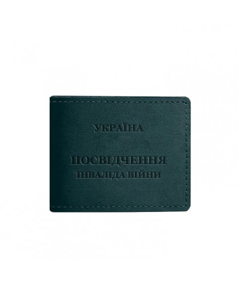 Leather cover for the ID card of a disabled war veteran, green