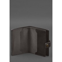 Шкіряна обкладинка-портмоне для військового квитка офіцера запасу (вузький документ) Темно-коричнева