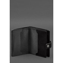 Шкіряна обкладинка-портмоне для військового квитка офіцера запасу (вузький документ) Чорна