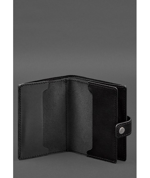 Leather wallet cover for a reserve officer's military ID (narrow document) Black