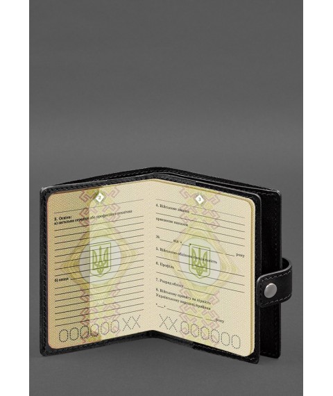 Leather wallet cover for a reserve officer's military ID (narrow document) Black