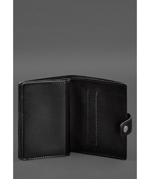 Leather wallet cover for a reserve officer's military ID (narrow document) Black