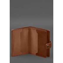 Шкіряна обкладинка-портмоне для військового квитка офіцера запасу (вузький документ) Світло-коричнева