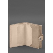 Кожаная обложка-портмоне для военного билета офицера запаса (узкий документ) Светло-бежевый