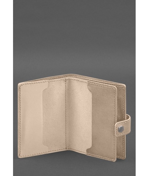 Leather wallet cover for a reserve officer's military ID (narrow document) Light beige