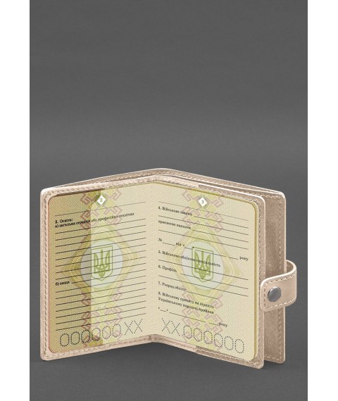 Шкіряна обкладинка-портмоне для військового квитка офіцера запасу (вузький документ) Світло-бежевий