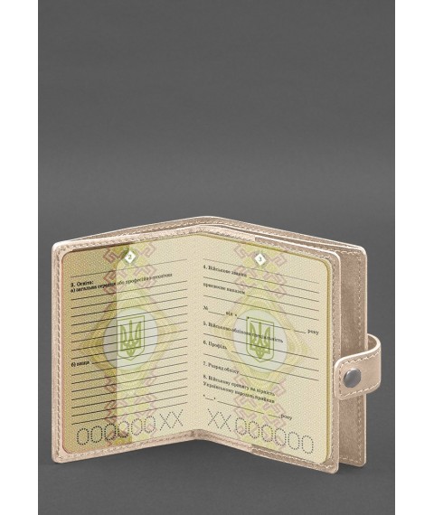 Leather wallet cover for a reserve officer's military ID (narrow document) Light beige