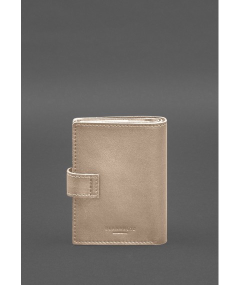 Leather wallet cover for a reserve officer's military ID (narrow document) Light beige