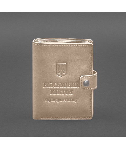 Leather wallet cover for a reserve officer's military ID (narrow document) Light beige