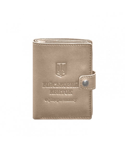 Leather wallet cover for a reserve officer's military ID (narrow document) Light beige