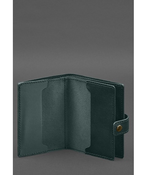 Leather wallet cover for a reserve officer's military ID (narrow document) Green