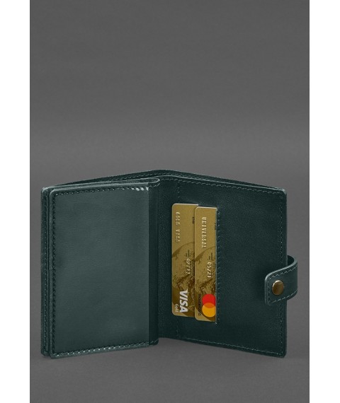 Leather wallet cover for a reserve officer's military ID (narrow document) Green