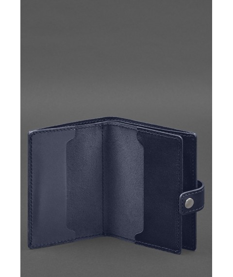 Leather wallet cover for a reserve officer's military ID (narrow document) Blue