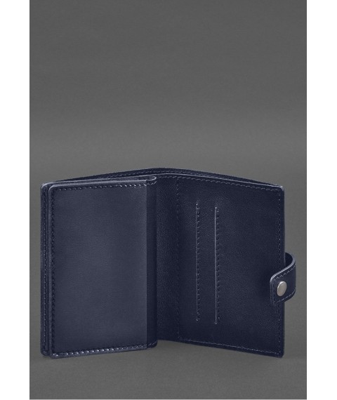 Leather wallet cover for a reserve officer's military ID (narrow document) Blue
