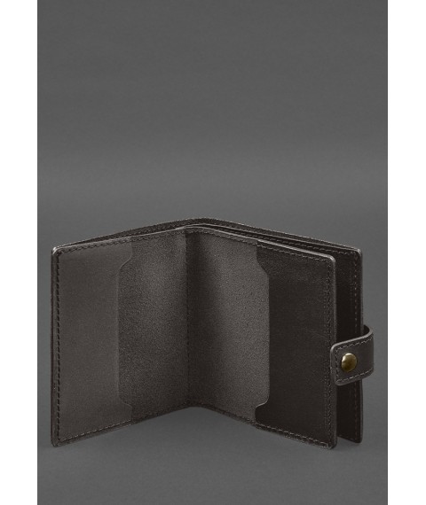 Шкіряна обкладинка-портмоне для військового квитка офіцера запасу (широкий документ) Темно-коричневий