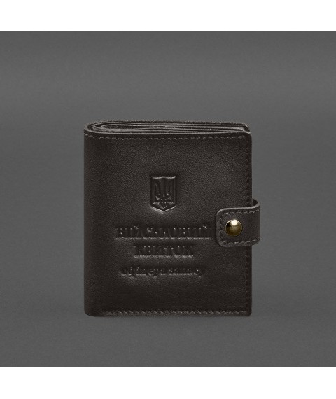 Кожаная обложка-портмоне для военного билета офицера запаса (широкий документ) Темно-коричневый