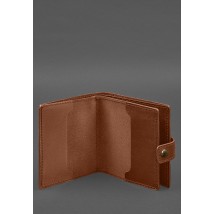 Шкіряна обкладинка-портмоне для військового квитка офіцера запасу (широкий документ) Світло-коричневий