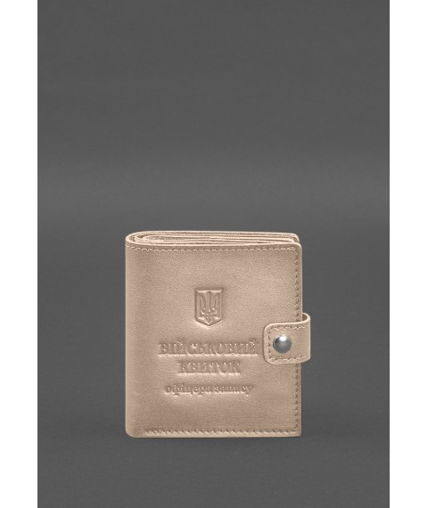 Leather wallet cover for a reserve officer's military ID (wide document) Light beige