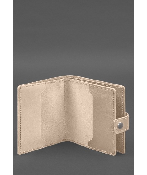 Leather wallet cover for a reserve officer's military ID (wide document) Light beige